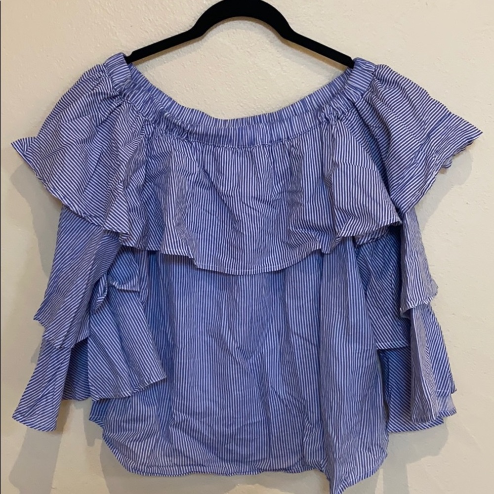 Off the shoulder striped flowy blouse